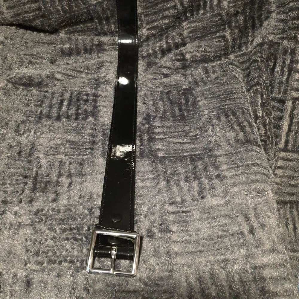 Boston Leather Patton Leather Belt 44 Black Heavy Duty Silver Buckle 1 5/8